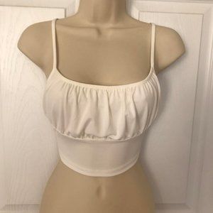 *NEW* Divided White Ruched Crop Top, Medium